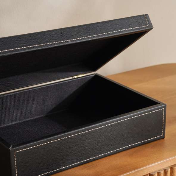 Buy Ava Faux Leather Storage Box 25.5x13.5x6.5 cm - Black